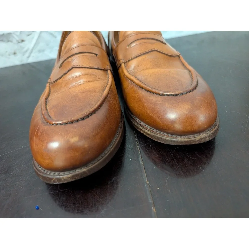 VTG 80s 90s Ralph Lauren Singleton Penny Loafers Mens 10.5D USA Calf Leather